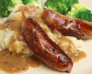 British Pub Food, Bangers and mash
